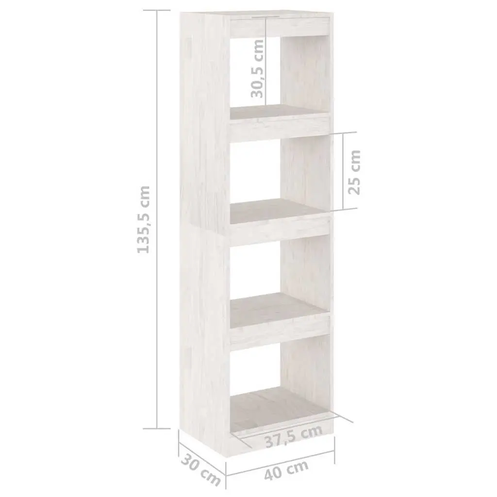 Book Cabinet Room Divider 40x30x135.5 cm White Pinewood Shelving Unit Storage