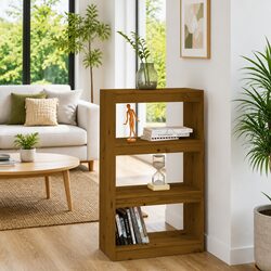 Stylish Honey Brown Room Divider and Bookshelf
