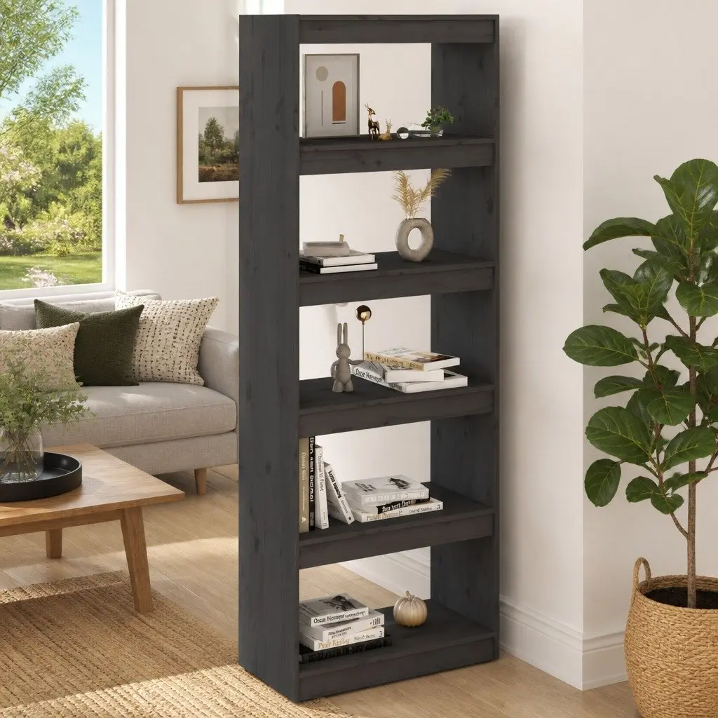 Book Cabinet Room Divider 60x30x167.5 cm Solid Pine Wood 5 Compartment