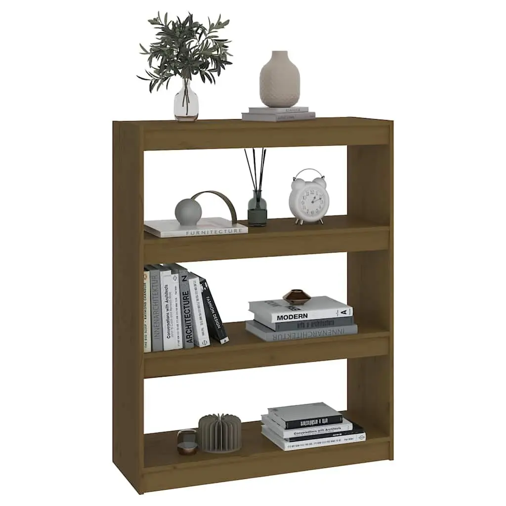Book Cabinet Honey Brown Wooden Room Divider 3 Compartments Shelving Unit Storage Organizer