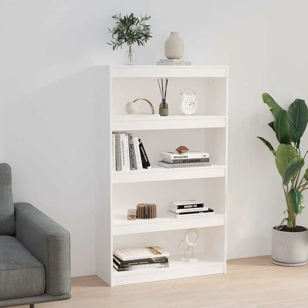 Book Cabinet 80x30x135.5cm Solid Pine Wood Room Divider White