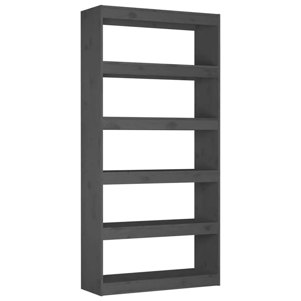 Book Cabinet Room Divider Grey 80x30x167.4 cm Solid Pine Wood 5 Compartments