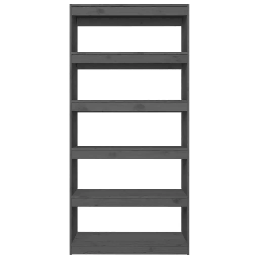 Book Cabinet Room Divider Grey 80x30x167.4 cm Solid Pine Wood 5 Compartments