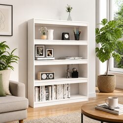 Wooden Book Cabinet Standing Shelf White 100x30x135.5cm Storage Organiser