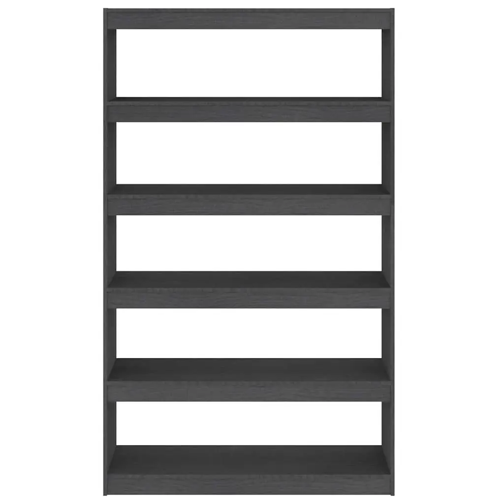 Book Cabinet Grey Solid Pinewood Room Divider Storage Shelf