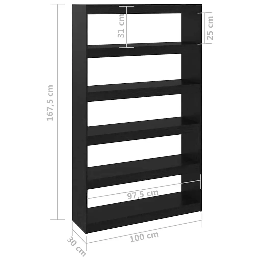Book Cabinet Black Solid Pinewood Room Divider Storage Bookshelf