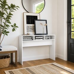 Console Table White Hallway Entryway Side Table Engineered Wood 105x30x80cm
