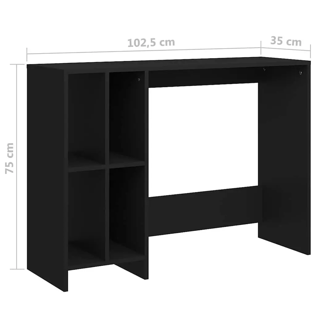 Notebook Desk Black Compact Office Workstation with Shelves for Storage and Organization