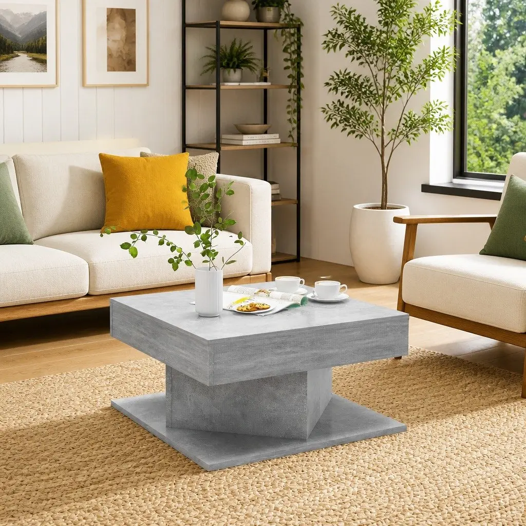 Coffee Table 57x57x30 cm Grey Concrete Engineered Wood Accent Side Storage