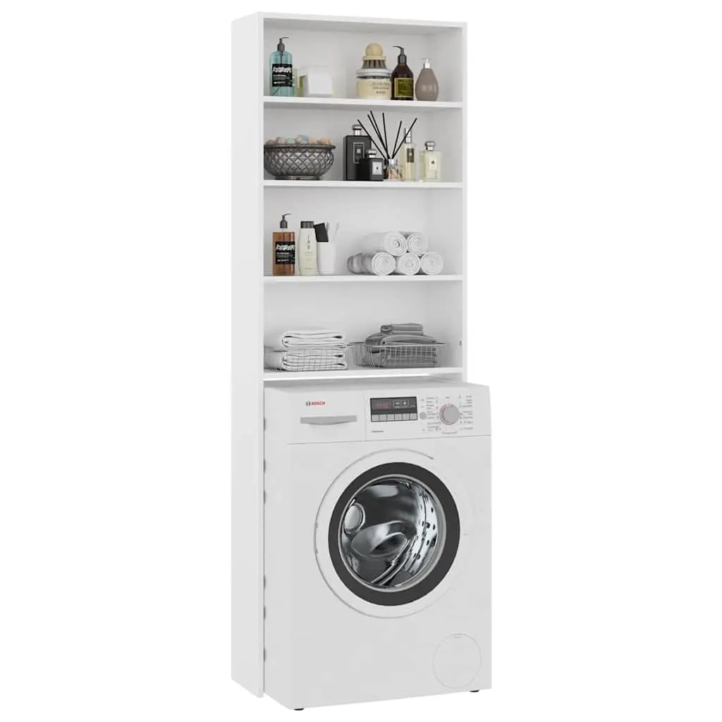 Washing Machine Cabinet White 4 Compartment Storage Organizer