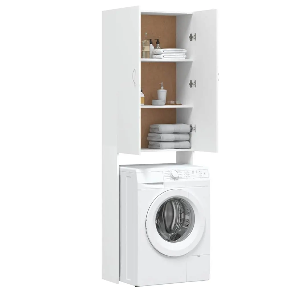 Tall White Washing Machine Cabinet Storage Organiser for Bathroom and Laundry