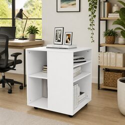 Rolling Storage Cabinet White Modern Engineered Wood Desk Organizer with