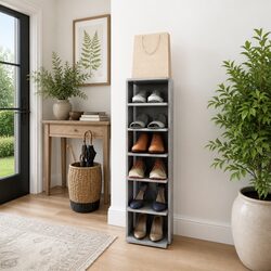 Compact Shoe Organizer in Grey for Tidy Living Spaces