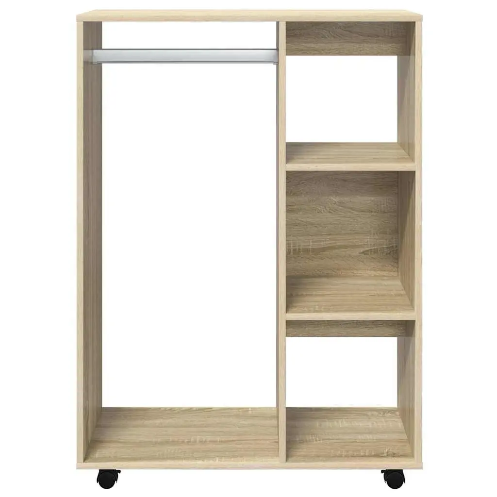 Engineered Wood Wardrobe 80W x 40D x 110H cm Open Compartment with Wheels