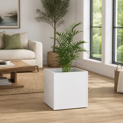 Stylish White Planter Box 40x40x40 cm for Indoor and Outdoor Spaces