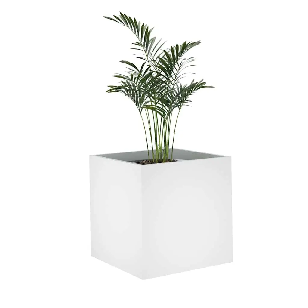 Planter Box 40x40x40 cm White Engineered Wood Moisture Resistant Indoor Outdoor Garden Decor