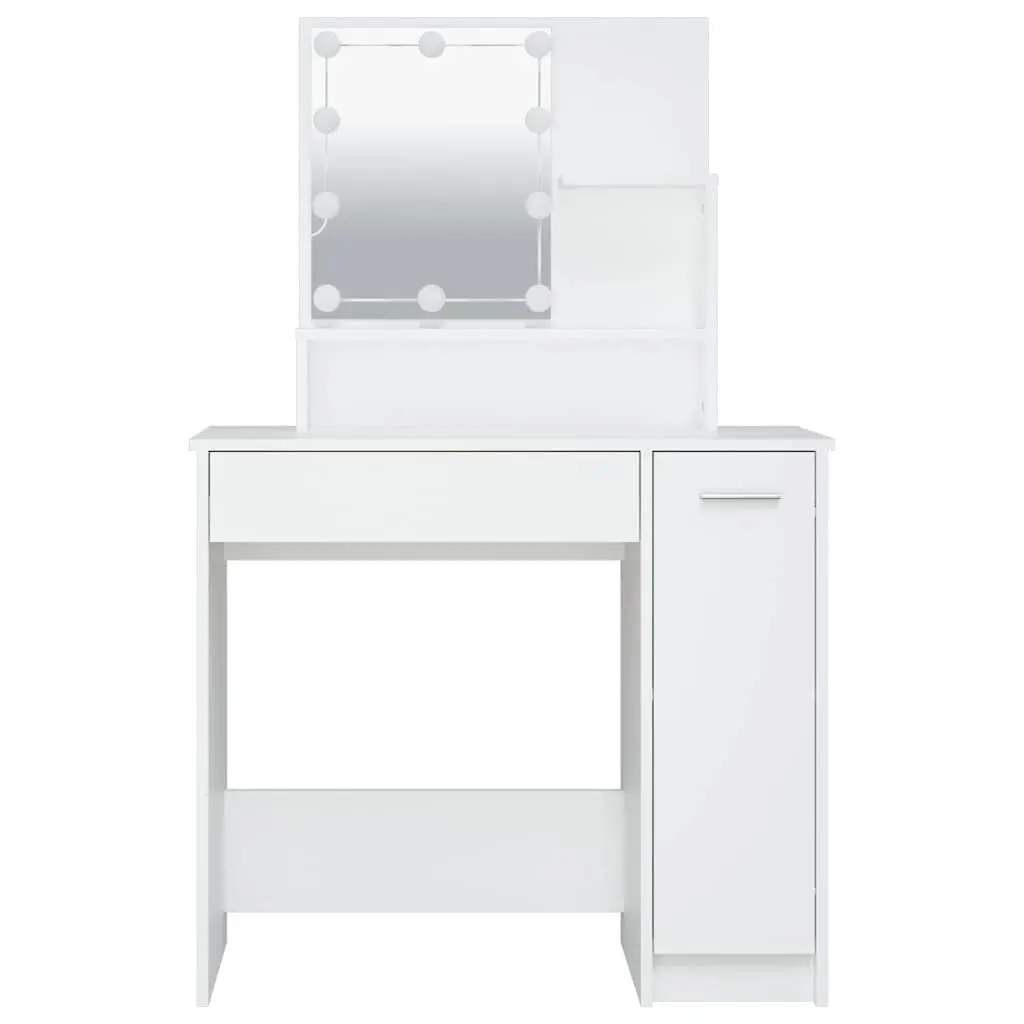 Dressing Table 86.5 x 35 x 136 cm White with LED Mirror Lights and Storage