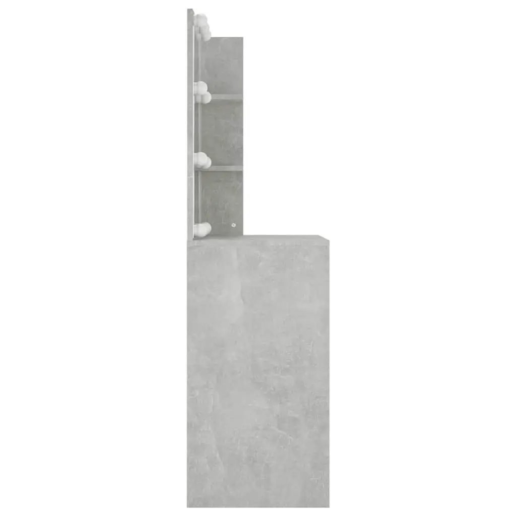 Dressing Table 60cm Grey LED Mirror Storage Drawer Open Shelves