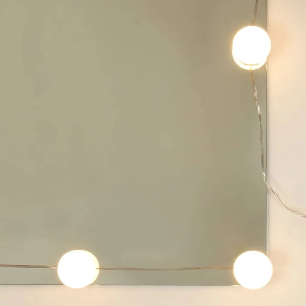 Dressing Table 60cm Grey LED Mirror Storage Drawer Open Shelves