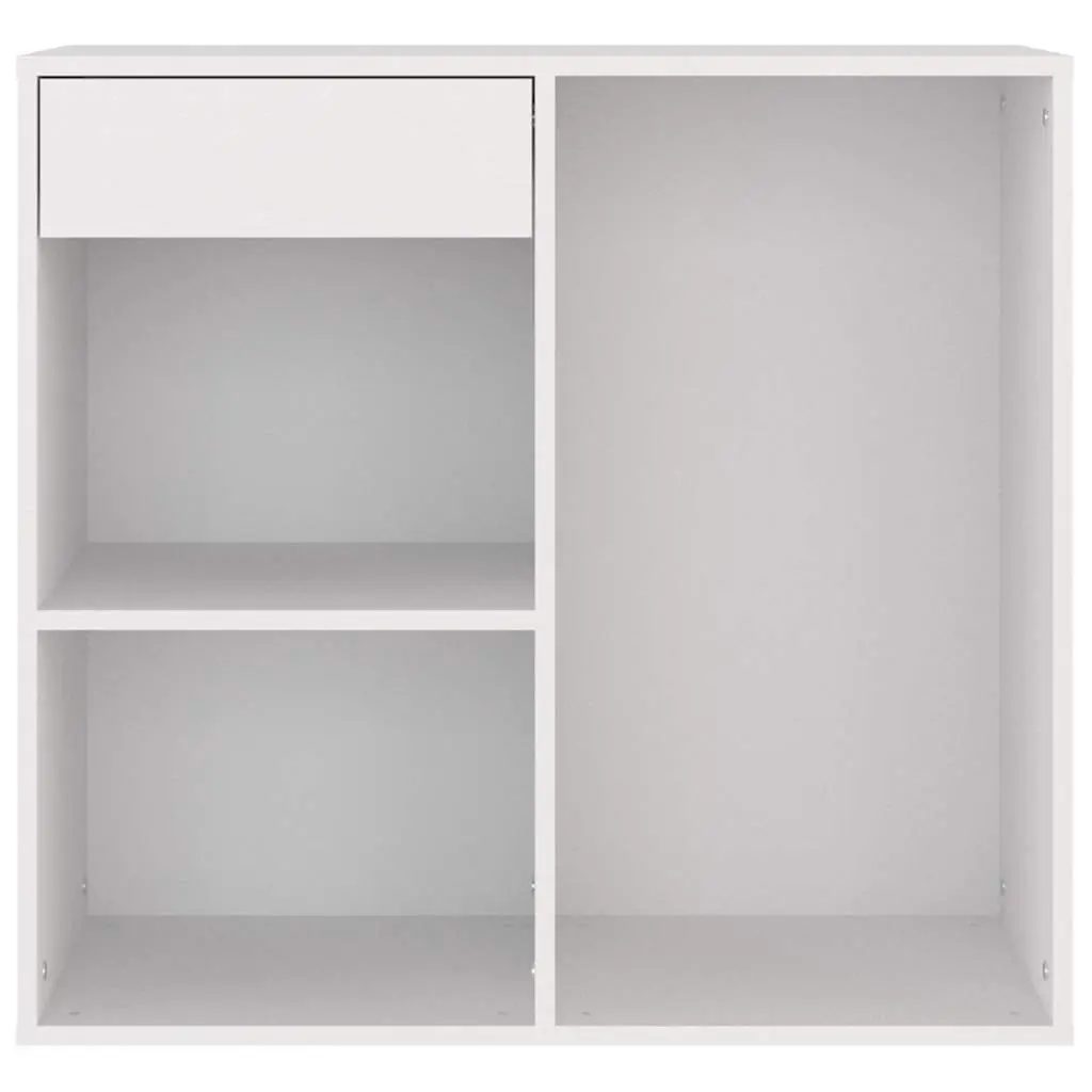 Cosmetic Cabinet Storage Unit White Engineered Wood Makeup Organizer with Drawer and Compartments