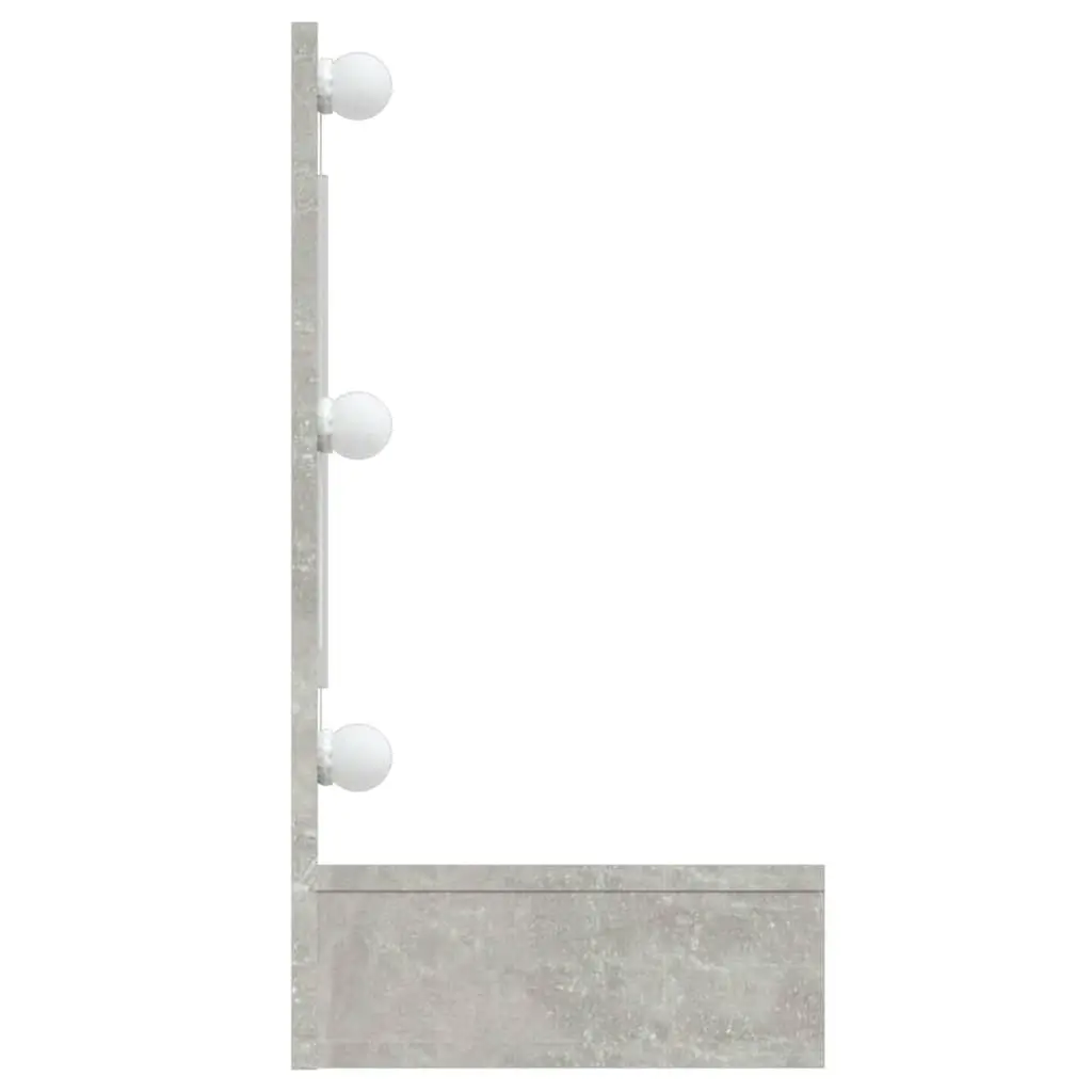 Bathroom Cabinet Concrete Grey LED Mirror with USB Mode Switching and 4 Open Shelves