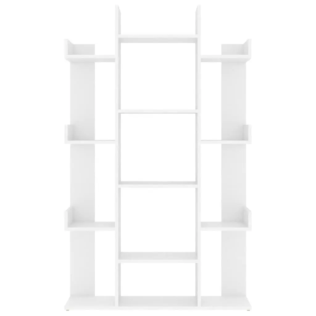 White 13 Compartment Book Storage Cabinet Engineered Wood Shelving Unit for Organizing Books and Decorations