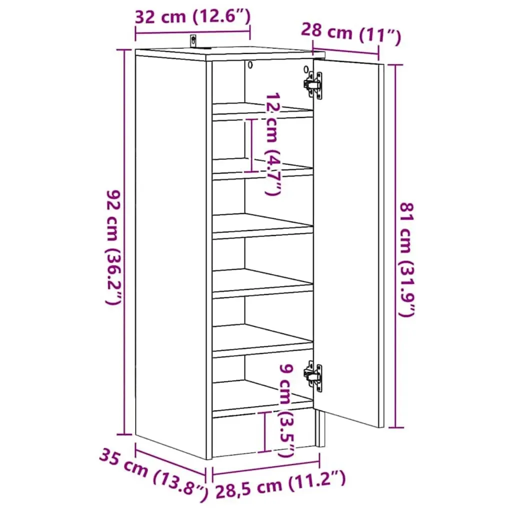 Shoe Cabinet White Storage Organiser with 6 Shelves Tall Wardrobe Rack Unit