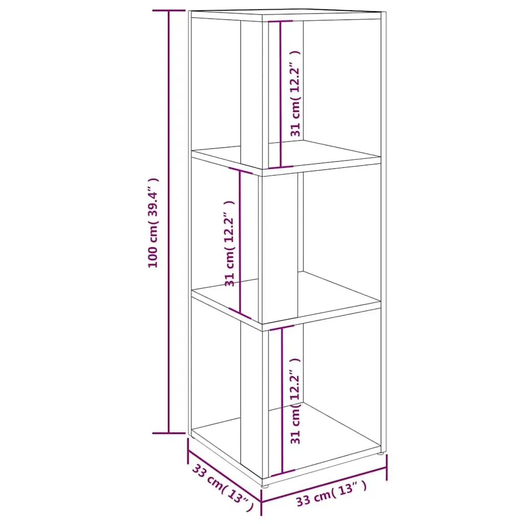 Corner Storage Cabinet White 33x33x100 cm Compact Living Room Bedroom Office