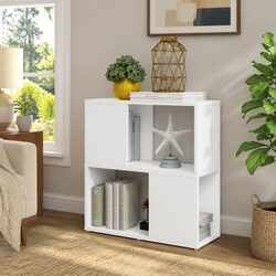 Organise Your Space with a Modern 2-Tier White Book Cabinet