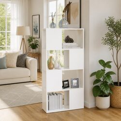 Book Cabinet Room Divider White 60x24x124.5cm Storage Shelving Unit 4