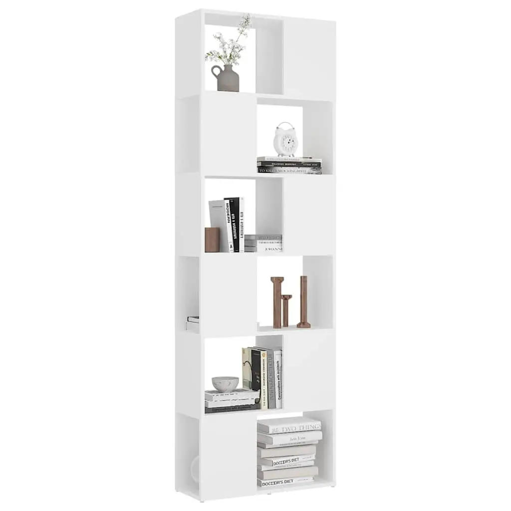 Book Cabinet Room Divider White 6 Compartments Storage Shelf Organiser Unit