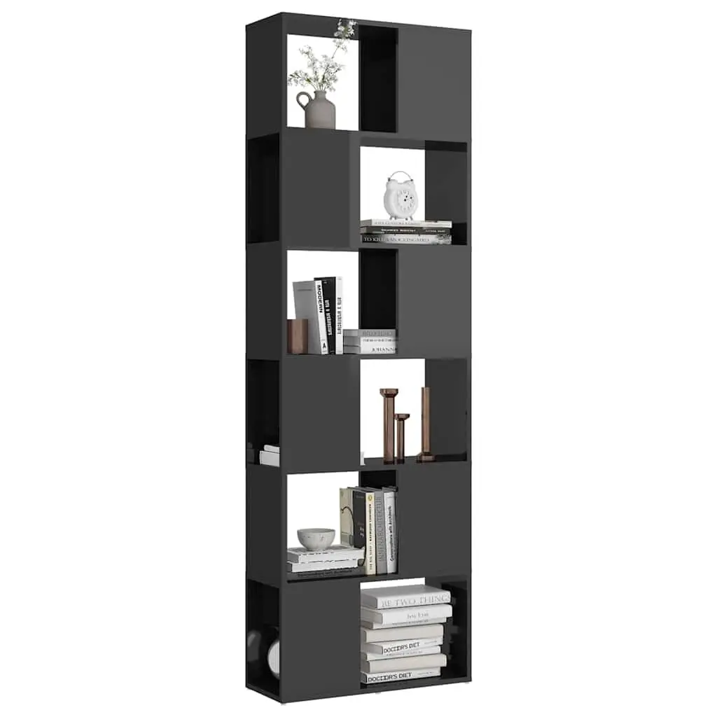 Book Cabinet Room Divider 60x24x186cm High Gloss Grey Storage Shelf
