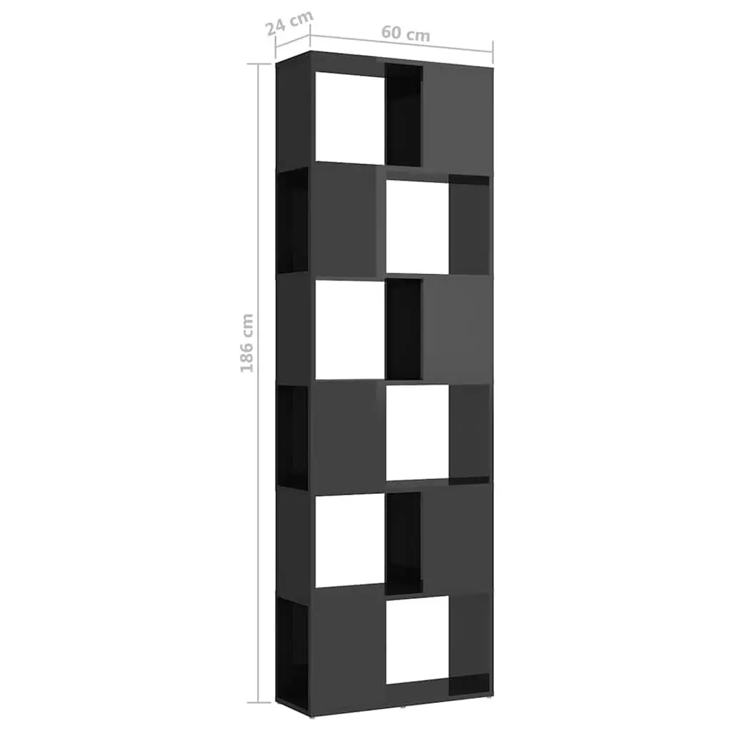 Book Cabinet Room Divider 60x24x186cm High Gloss Grey Storage Shelf