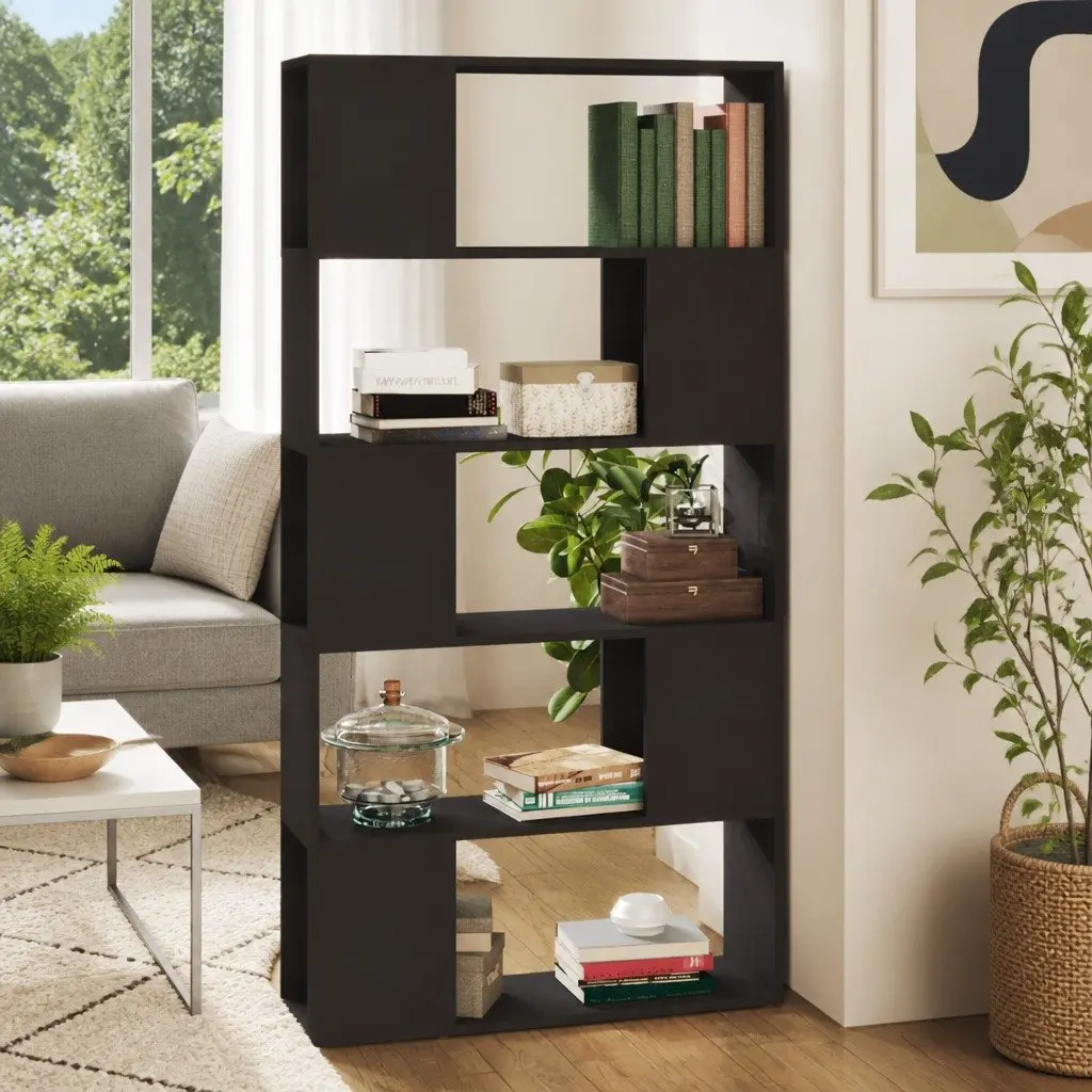 Book Cabinet Room Divider Grey 80x24x155cm Sturdy Construction 5 Spacious Compartments