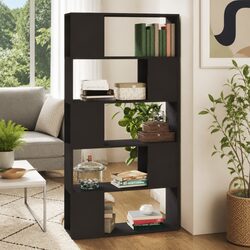 Book Cabinet Room Divider Grey Storage Shelving Unit Bookcase Standing Shelf
