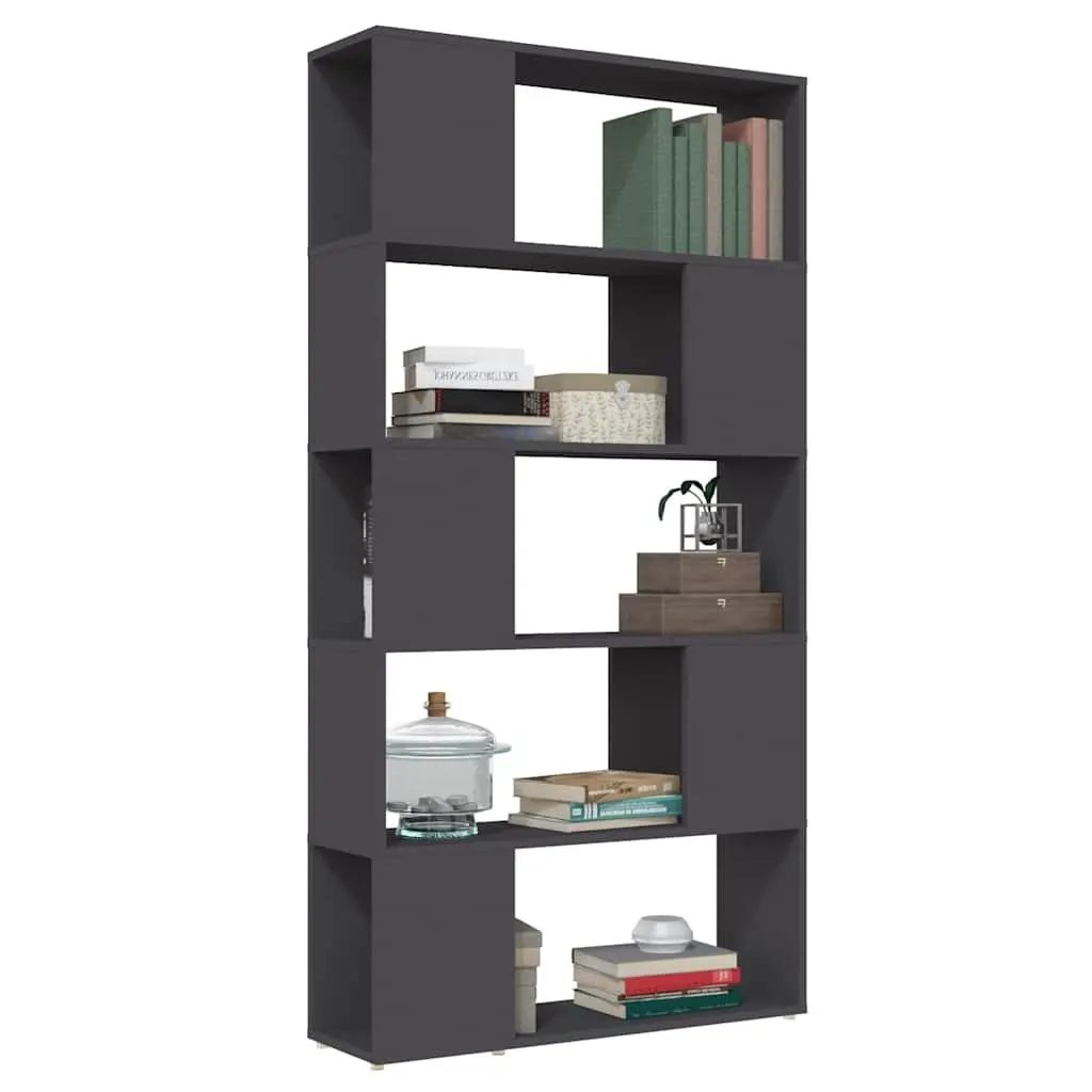 Book Cabinet Room Divider Grey 80x24x155cm Sturdy Construction 5 Spacious Compartments