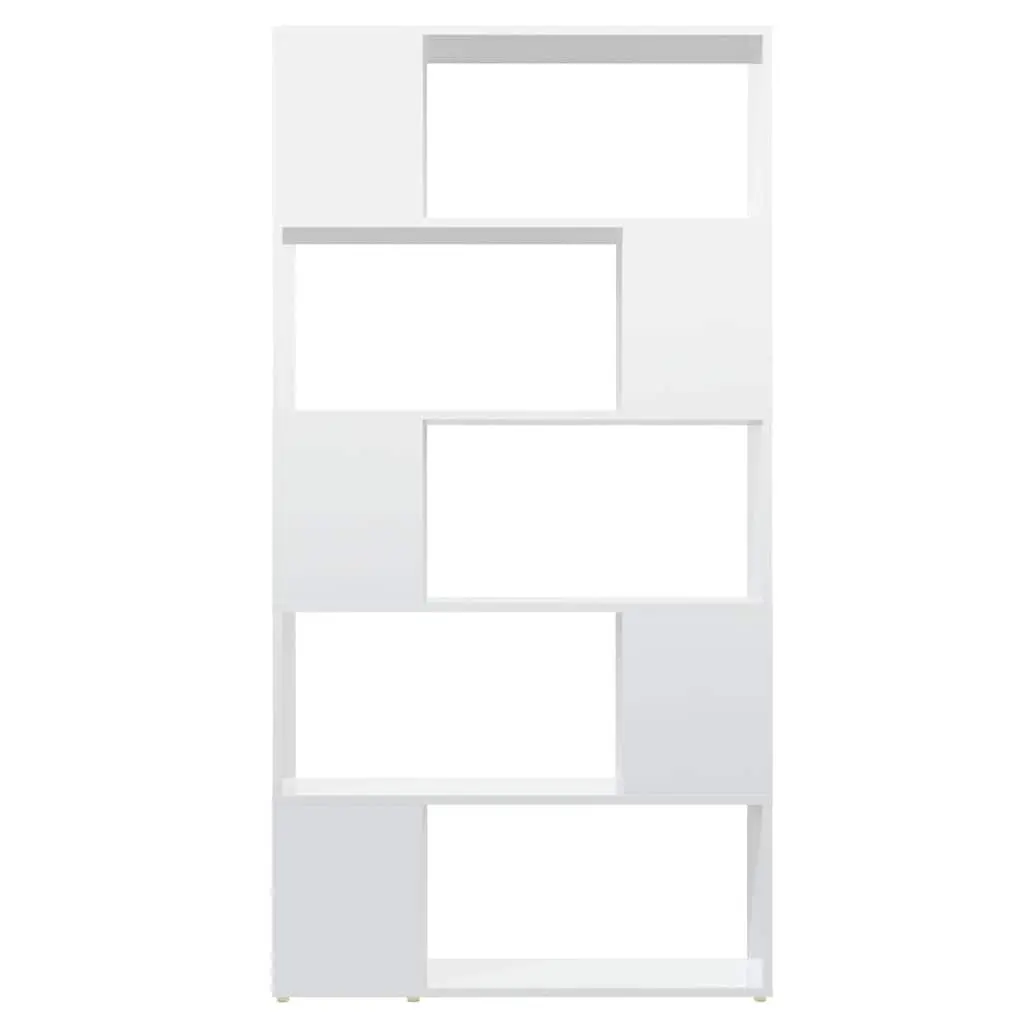 Book Cabinet Room Divider 80x24x155 cm 5 Spacious Compartments Engineered Wood White