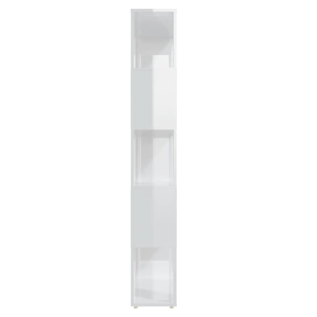 Book Cabinet Room Divider 80x24x155 cm 5 Spacious Compartments Engineered Wood White