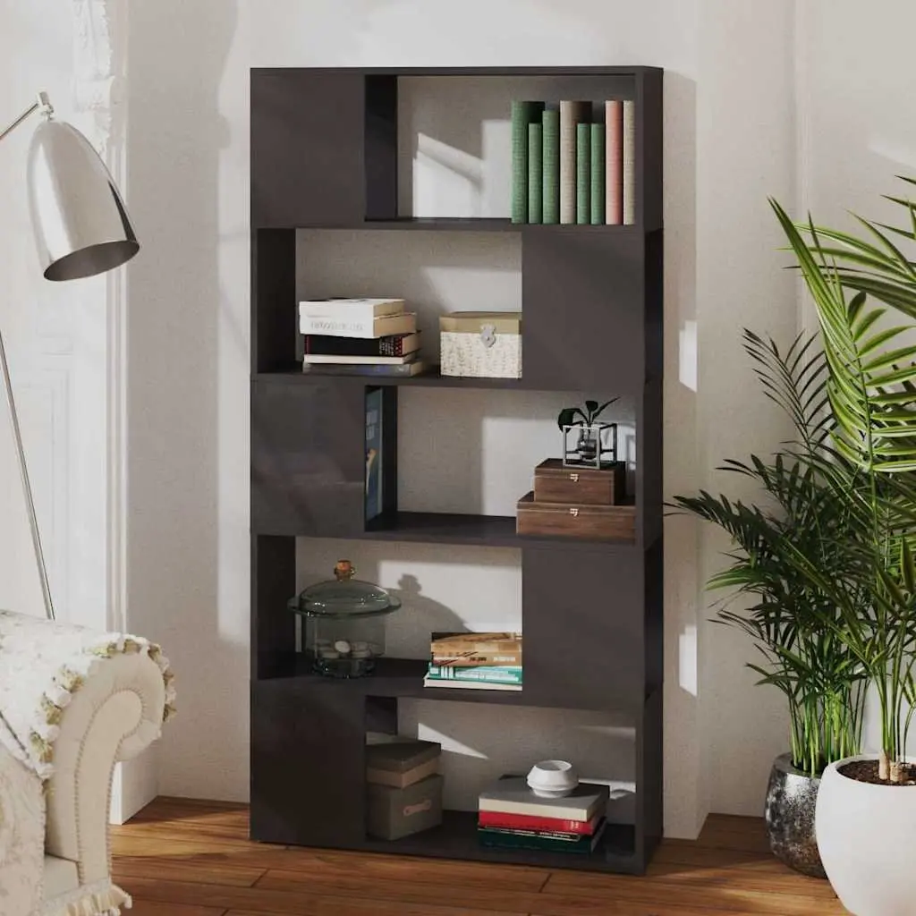 Book Cabinet Room Divider 80x24x155cm High Gloss Grey Storage Shelf