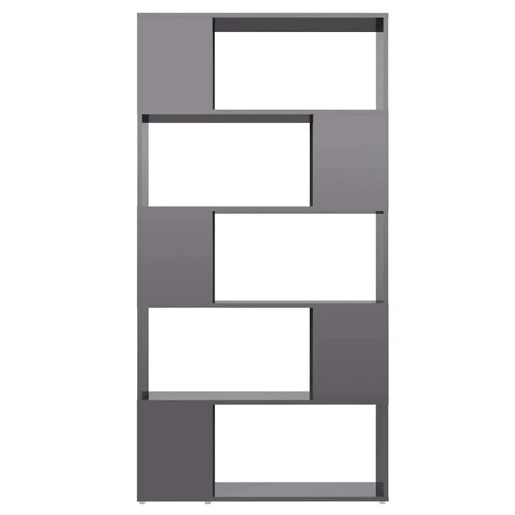 Book Cabinet Room Divider 80x24x155cm High Gloss Grey Storage Shelf