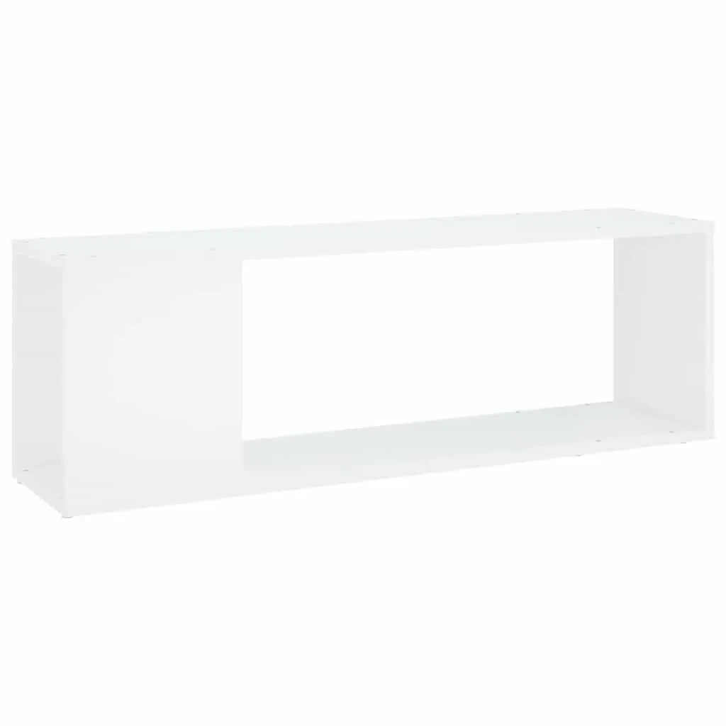 TV Cabinet White Storage Unit with 2 Shelves Living Room Display Bookcase