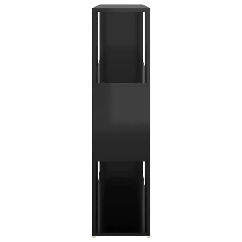 Book Cabinet Room Divider High Gloss Black Storage Shelf Compartment Organizer