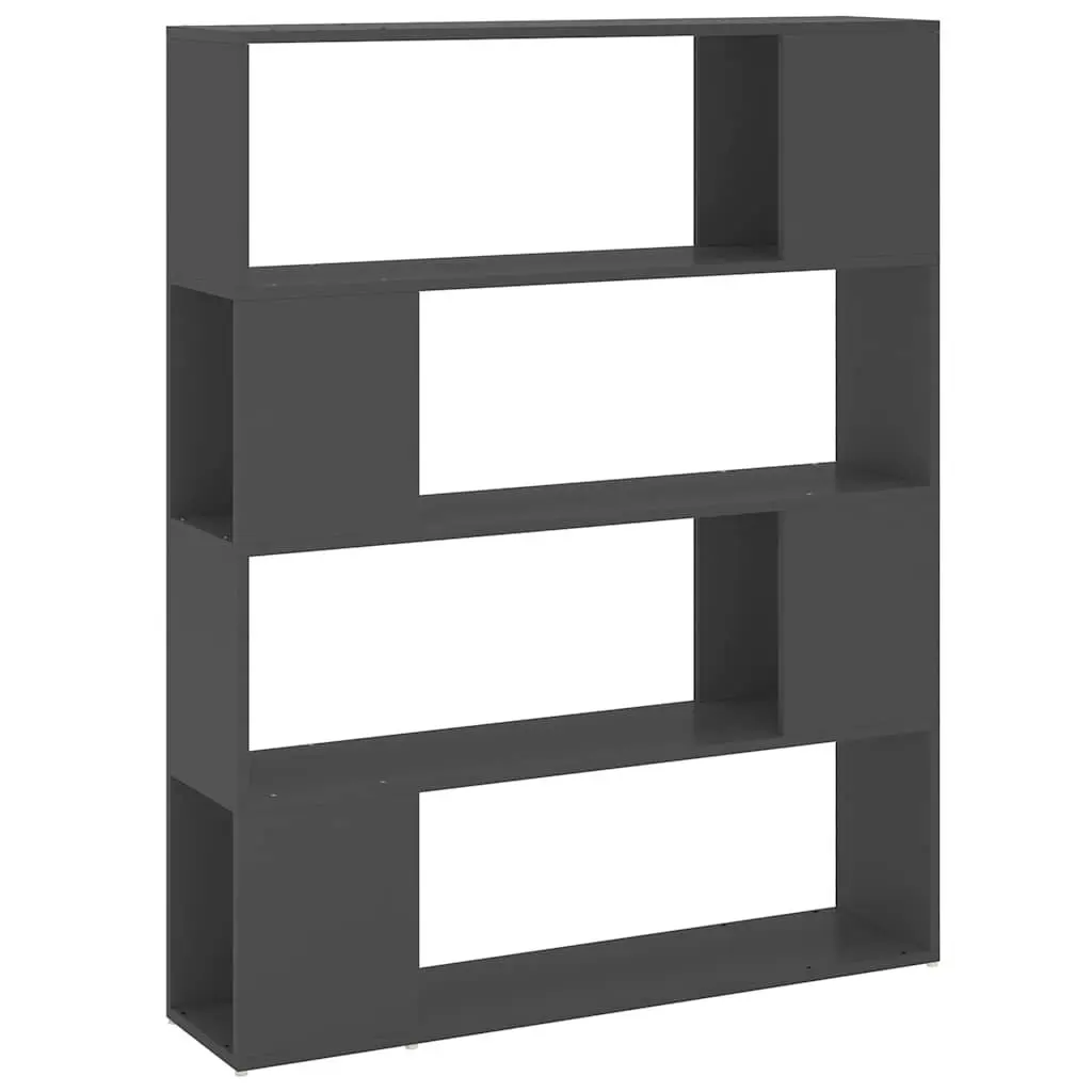 Grey Storage Unit Room Divider 4 Compartments Book Cabinet 100W x 24D x 124H cm