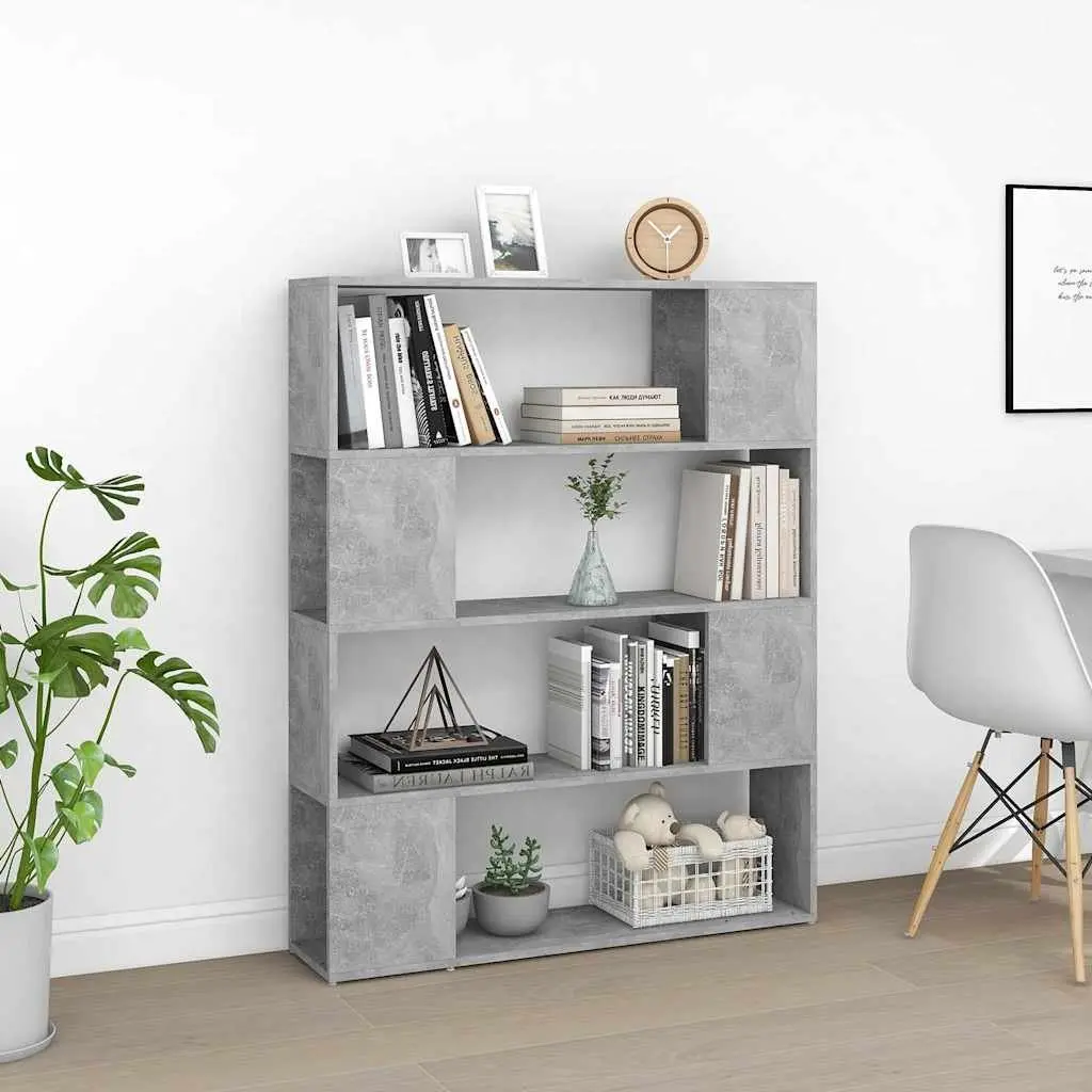 Book Cabinet Room Divider 100x24x124 cm Grey Freestanding Storage Shelf