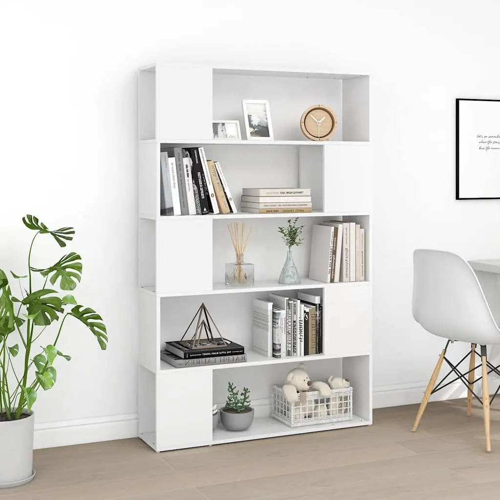 Book Cabinet White 5 Compartment Room Divider Storage Shelf