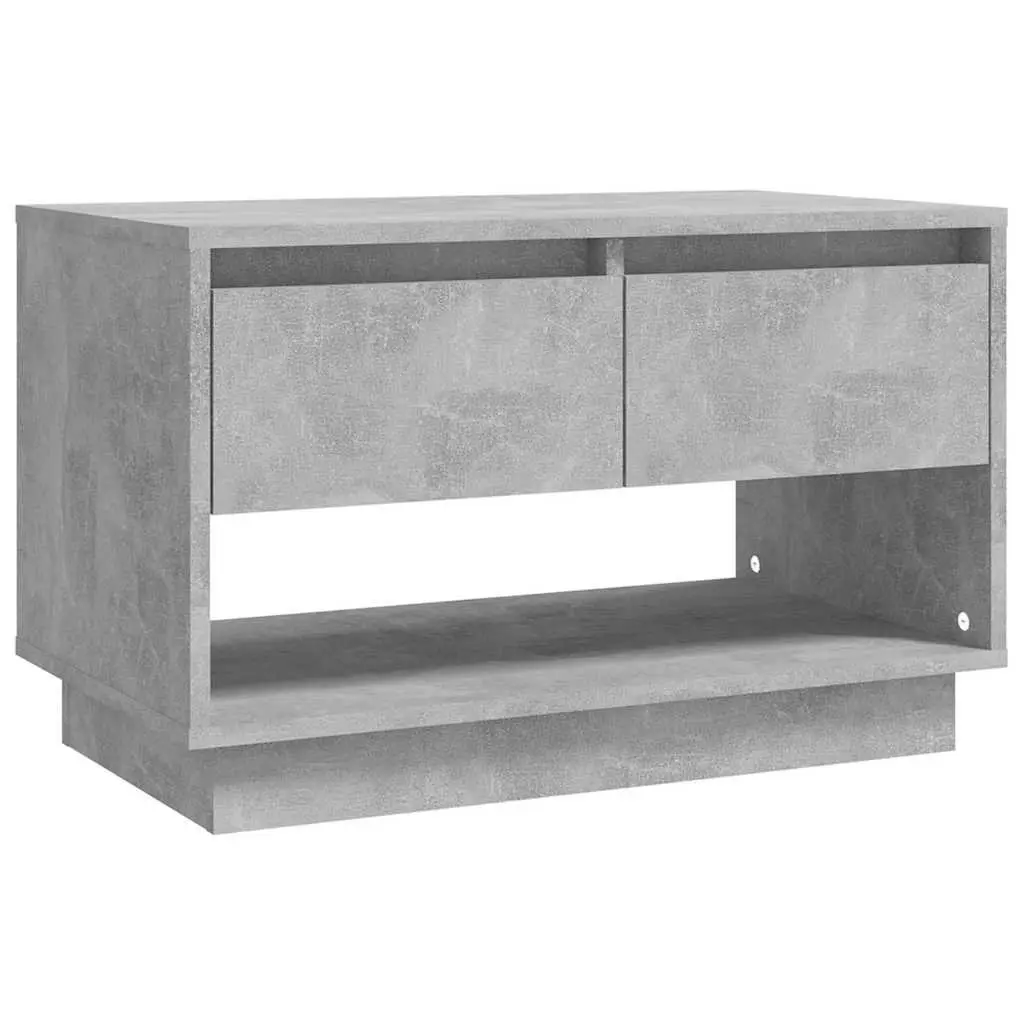 TV Cabinet Concrete Grey 2 Drawers Open Compartment Durable Construction