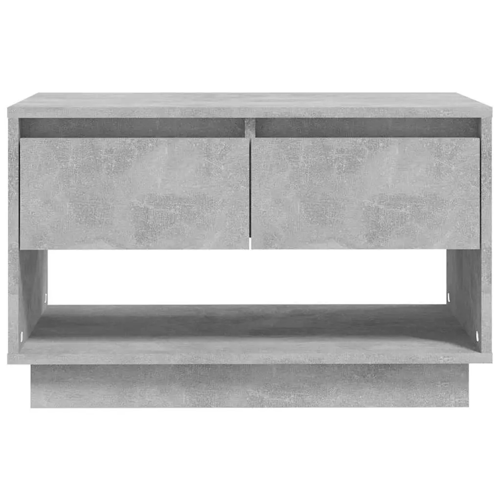 TV Cabinet Concrete Grey 2 Drawers Open Compartment Durable Construction