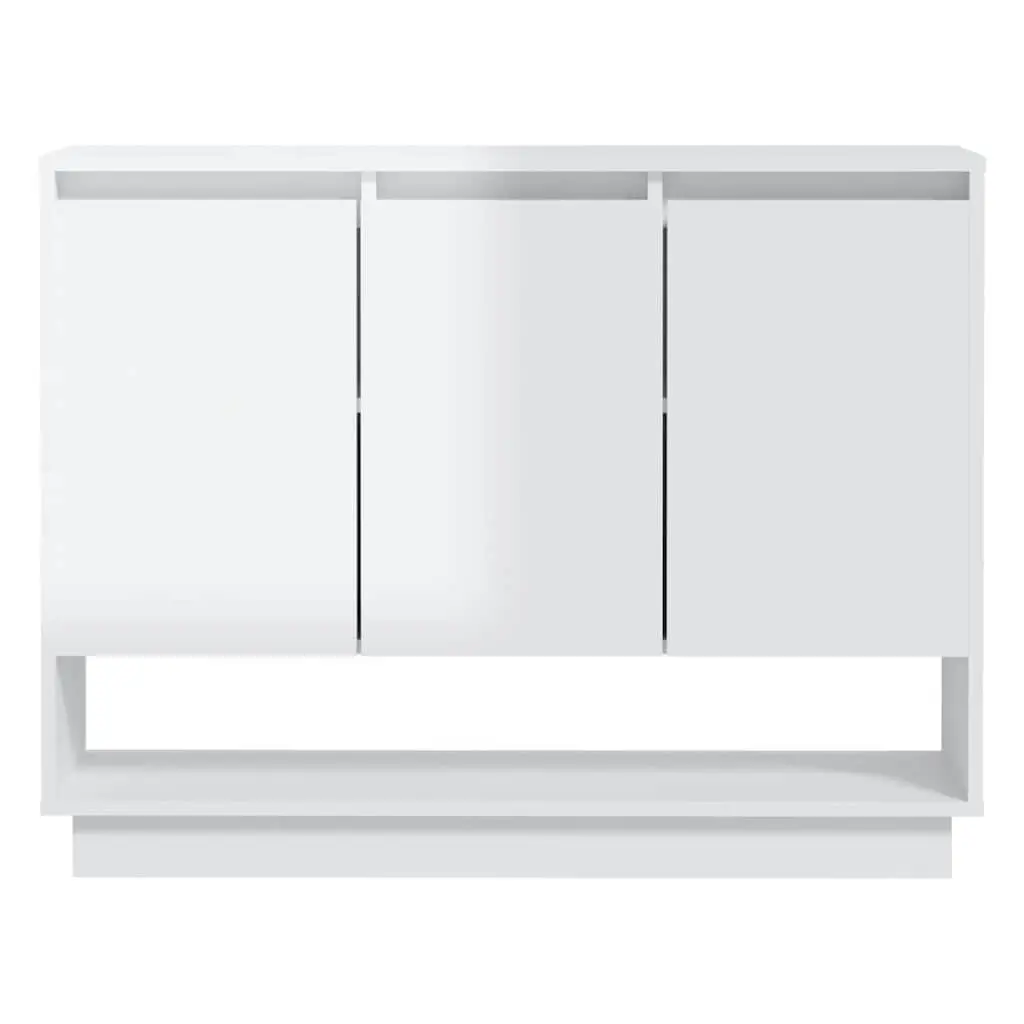Sideboard High Gloss White 3 Door Storage Cabinet with Open Compartment for Living Room
