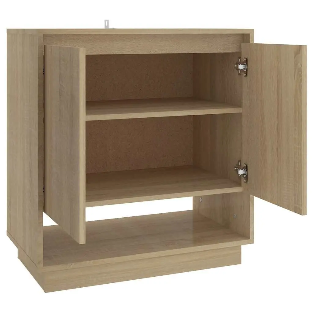 Sideboard Brown Storage Cabinet with Doors and Compartments Engineered Wood
