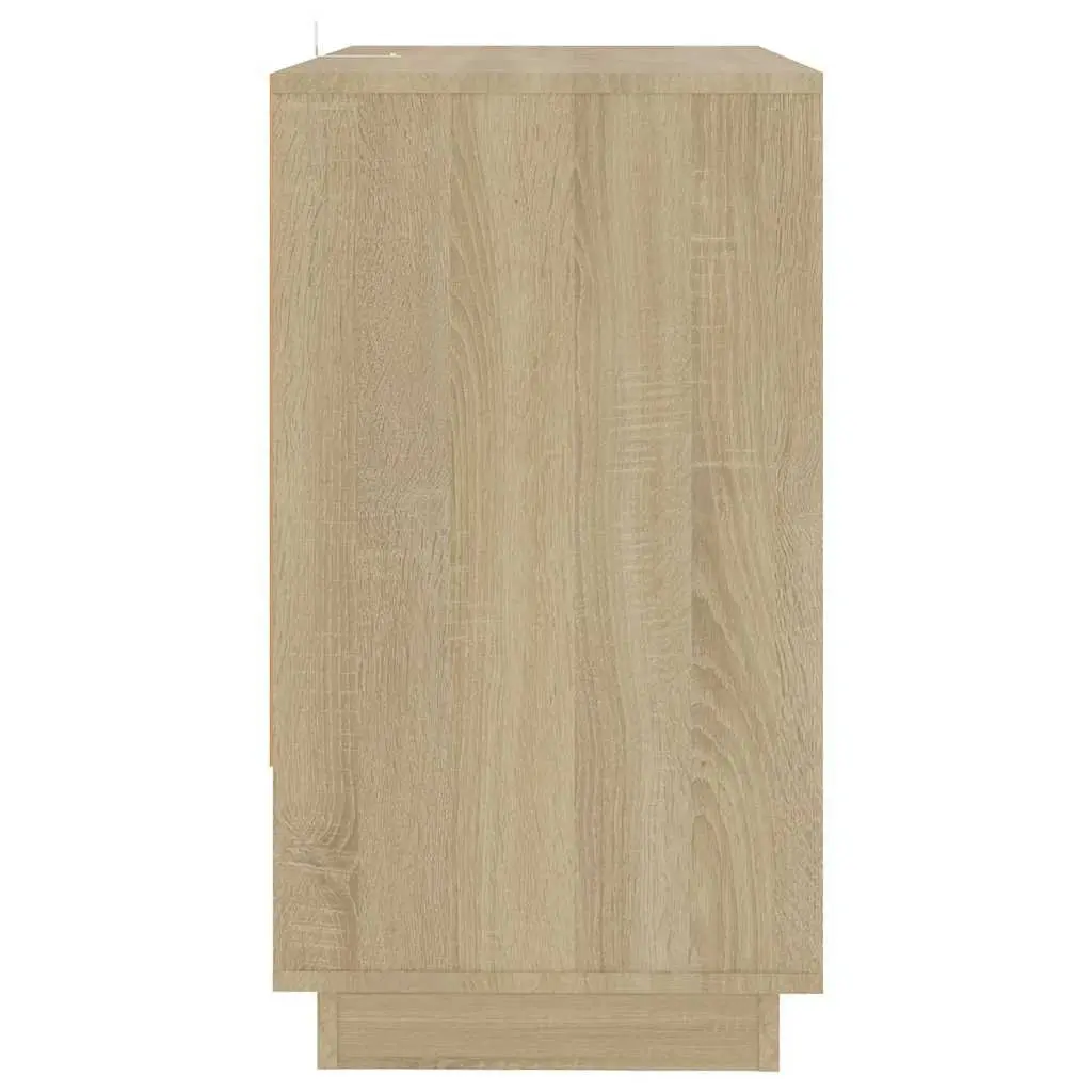 Sideboard Brown Storage Cabinet with Doors and Compartments Engineered Wood
